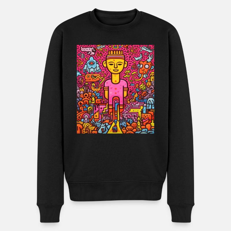 STREET ART FANTASIE - Männer Premium Bio Pullover - Schwarz