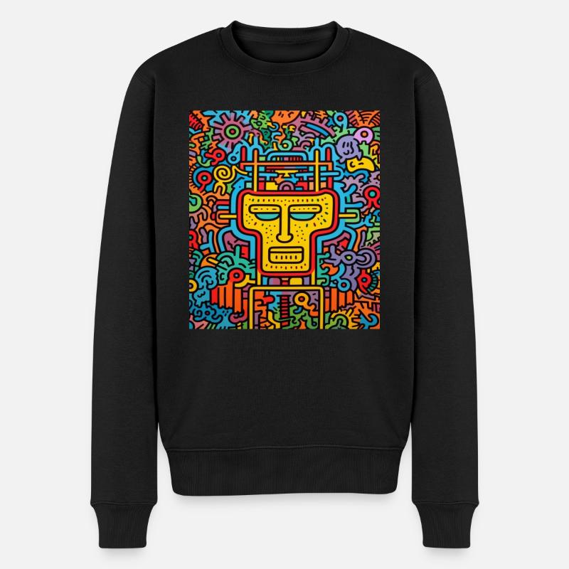 STREET ART SCHÄDEL - Männer Premium Bio Pullover - Schwarz