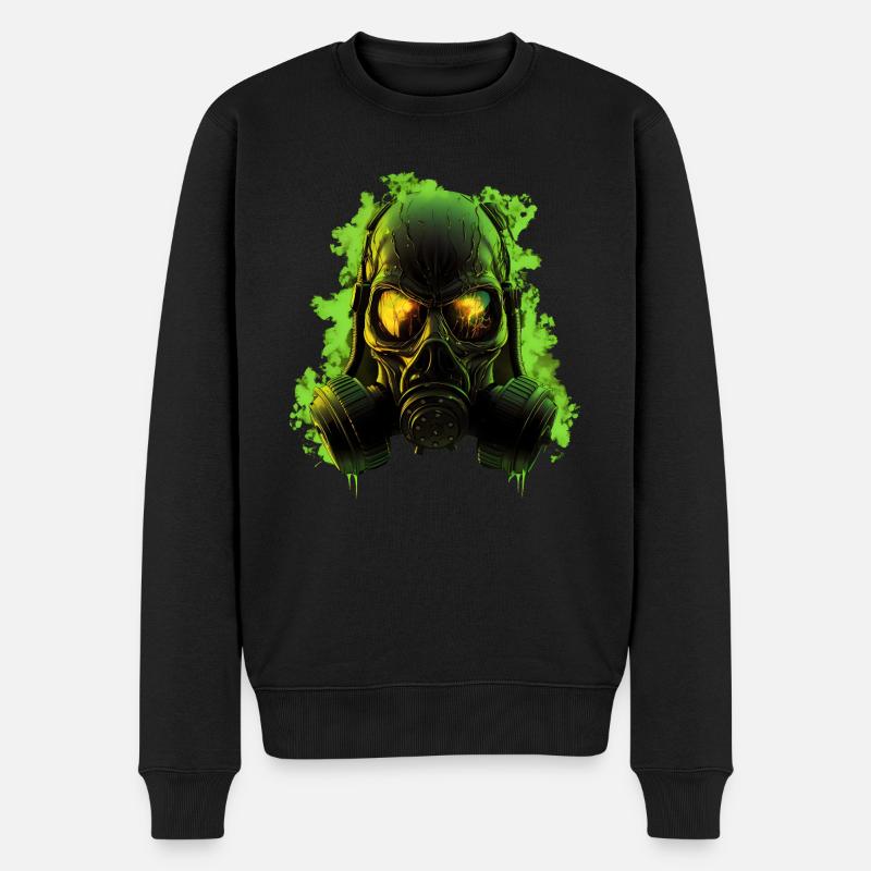 Gasmaske Grün - Männer Premium Bio Pullover - Schwarz