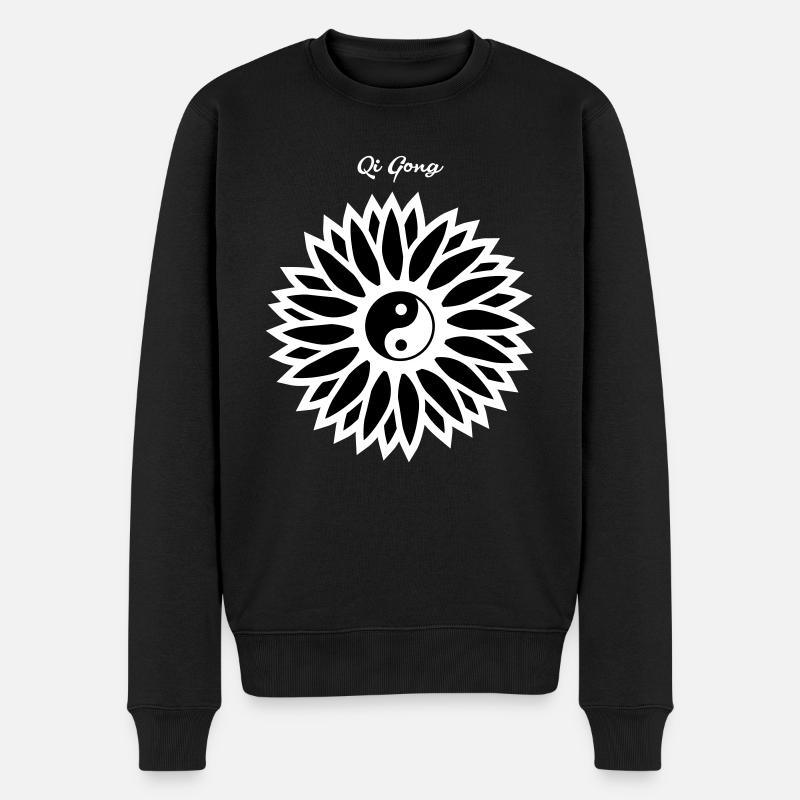 Qigong blüte zeichen - Männer Premium Bio Pullover - Schwarz