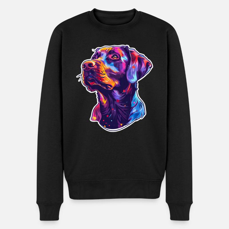 Labrador Hund Knallbunt - Männer Premium Bio Pullover - Schwarz