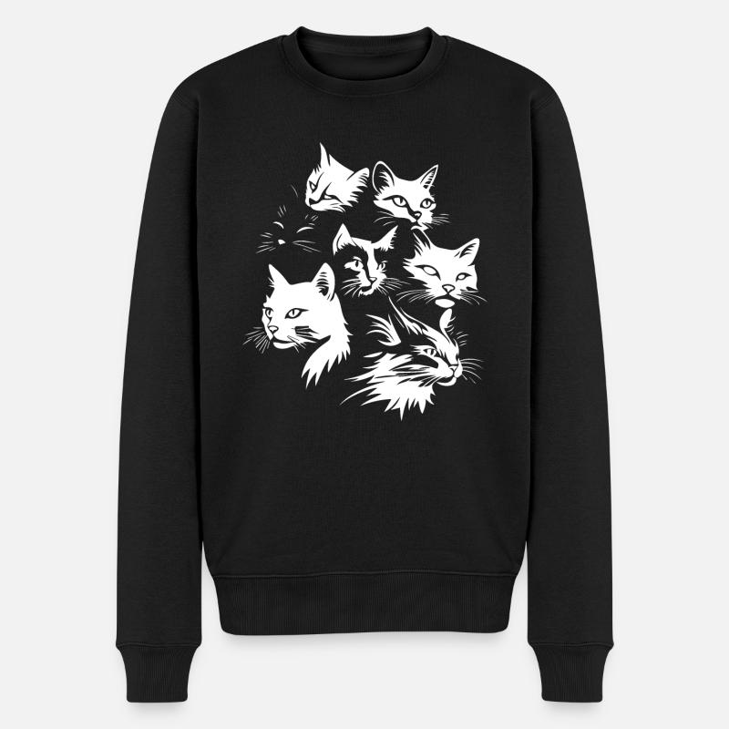 Katzen Team - Männer Premium Bio Pullover - Schwarz