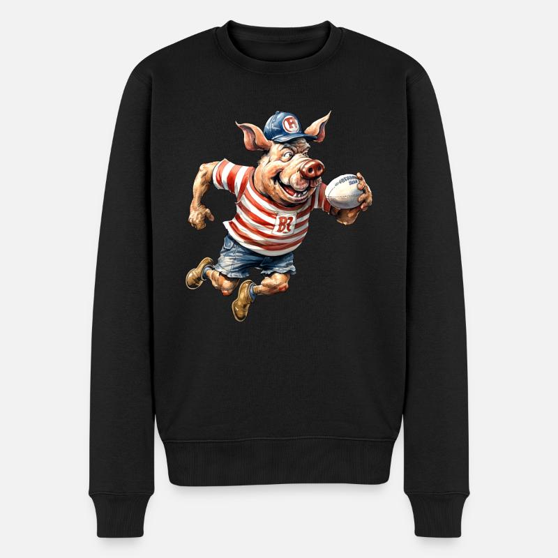 Schweine Rugby - Männer Premium Bio Pullover - Schwarz