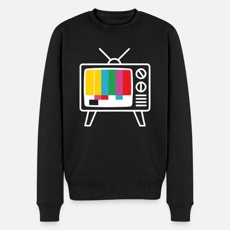 Testbild Retro Fernseh Muster - Männer Premium Bio Pullover - Schwarz