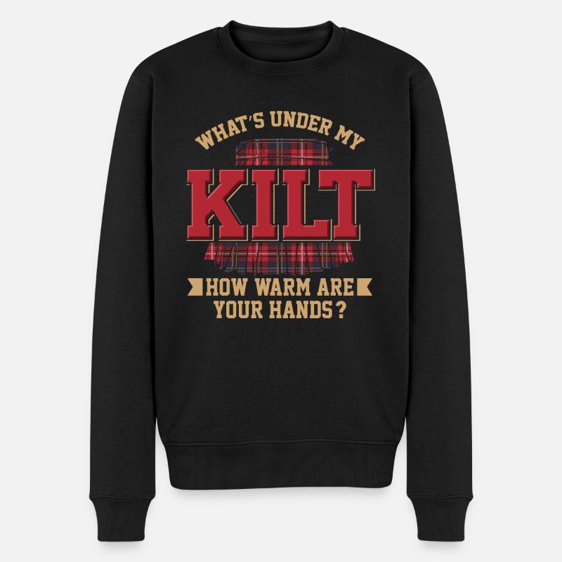 What's Under My Kilt How Warm Are Your Hands - Männer Premium Bio Pullover - Schwarz