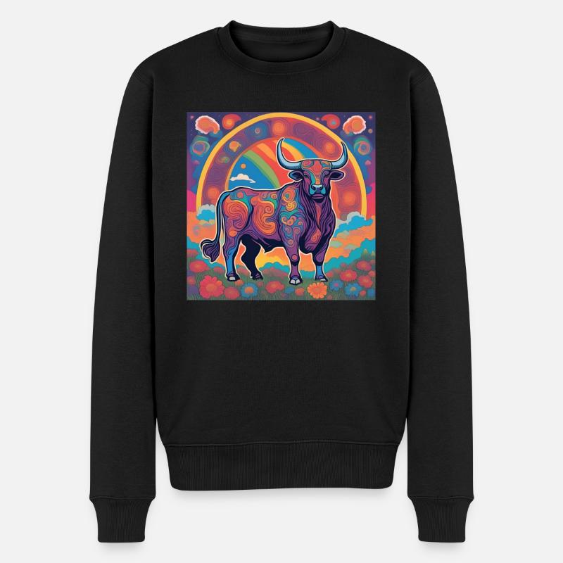 Taureau Zodiaque Cadeau Psychédélique - Pull Premium bio Homme - noir