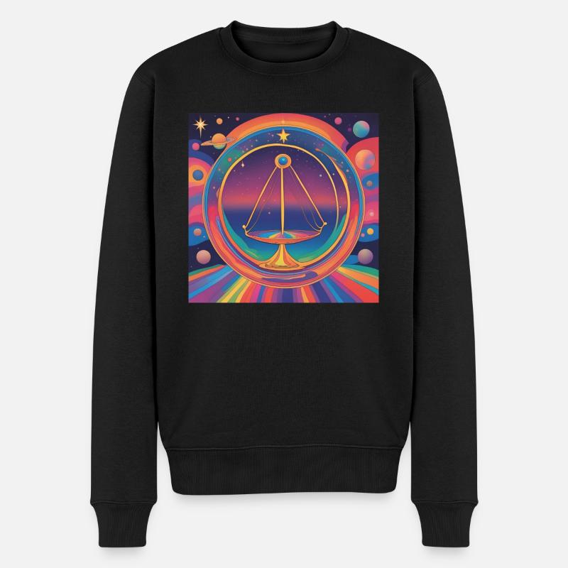 Waage Sternzeichen Astrologie Geschenk - Männer Premium Bio Pullover - Schwarz