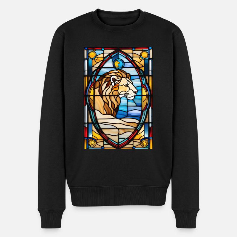 Leo Leo Astrologie Vitrail Cadeau - Pull Premium bio Homme - noir
