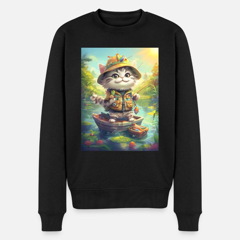 Chat Pêche Cadeau Pêche - Pull Premium bio Homme - noir