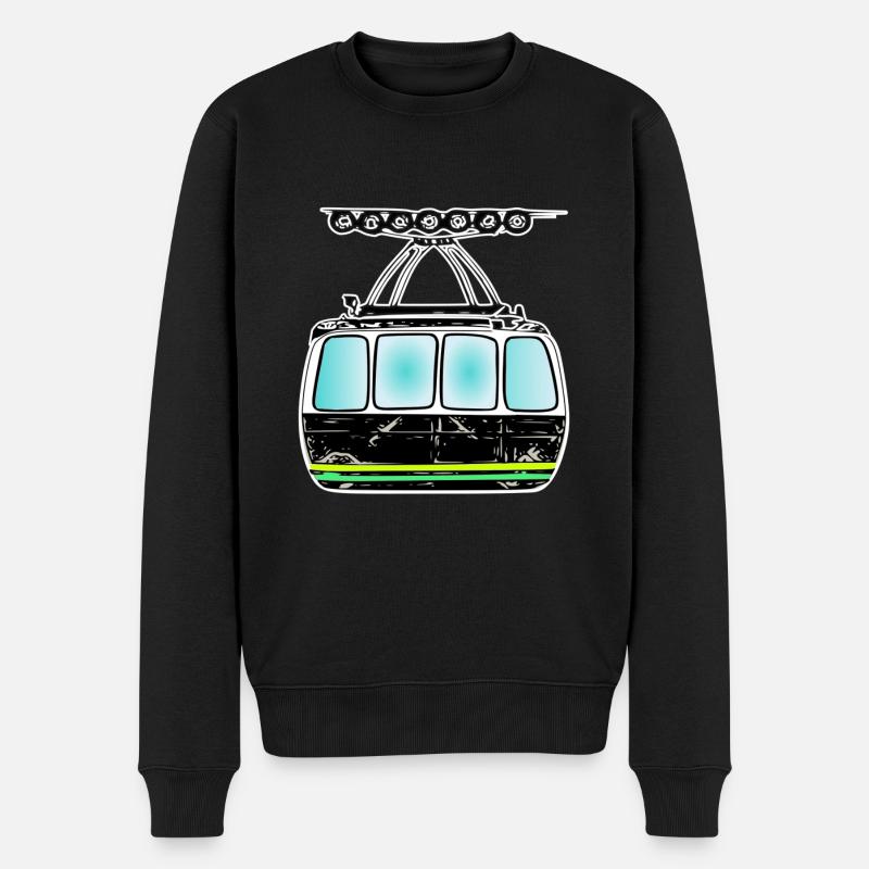 Seilbahn gondel Bergbahn fan - Männer Premium Bio Pullover - Schwarz