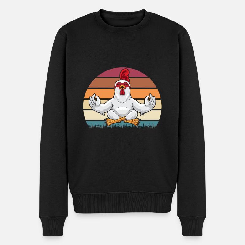 Yoga Huhn - Männer Premium Bio Pullover - Schwarz