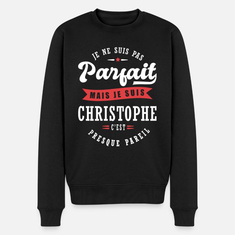 Christophe Parfait Cadeau prenom Christophe - Pull Premium bio Homme - noir