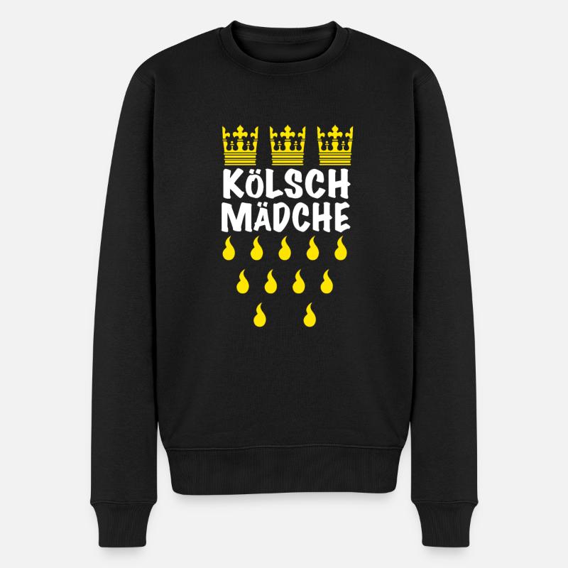 Kölnerin Jecke Kölsch Mädchen - Männer Premium Bio Pullover - Schwarz
