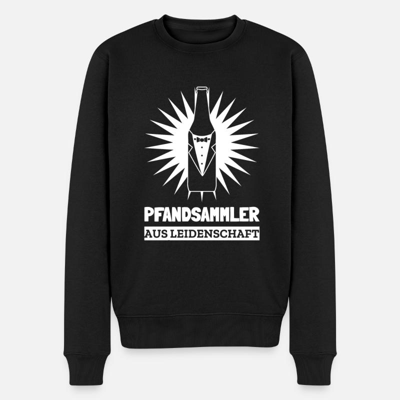 Pfandsammler Pfand Leergut Flaschensammler Spruch - Männer Premium Bio Pullover - Schwarz