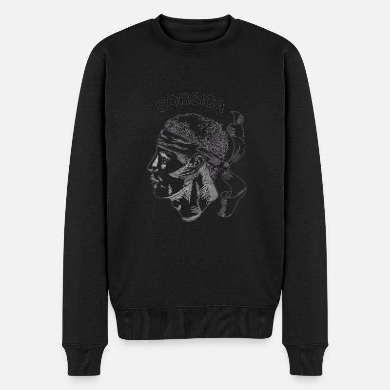 Corse Corsu Corssica 2B Head De Maure Corsica - Männer Premium Bio Pullover - Schwarz
