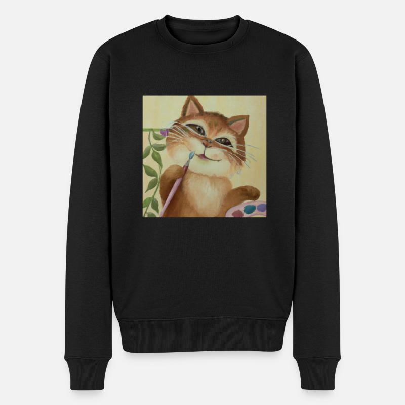Cat Art History - Männer Premium Bio Pullover - Schwarz