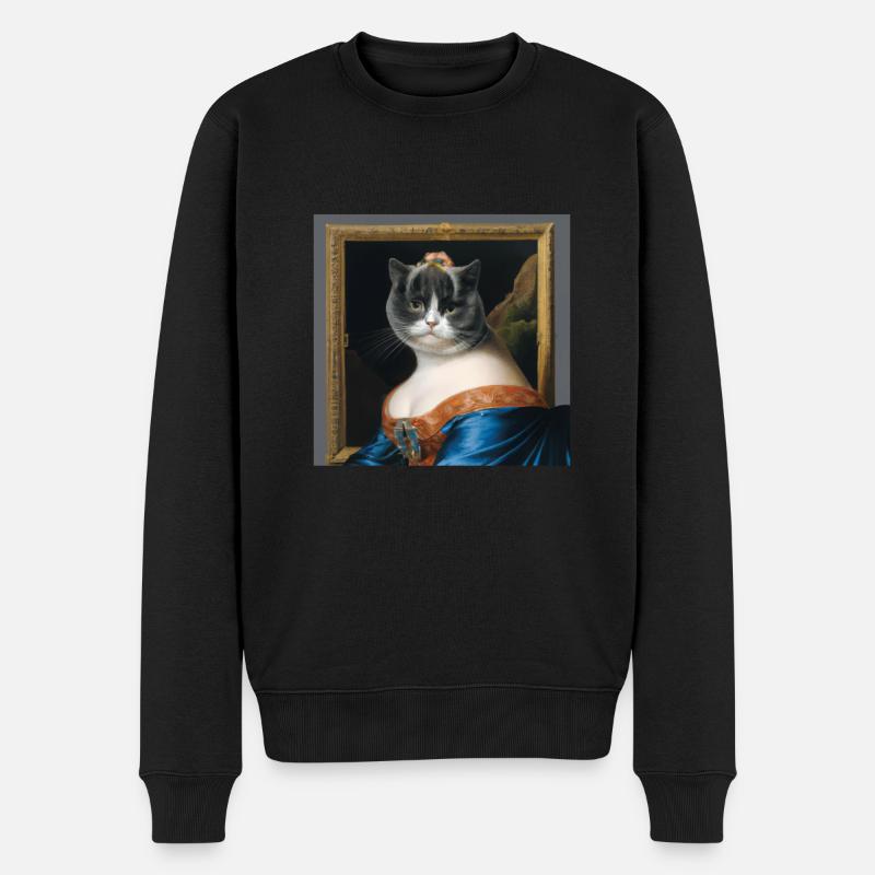 Cat Art History - Männer Premium Bio Pullover - Schwarz