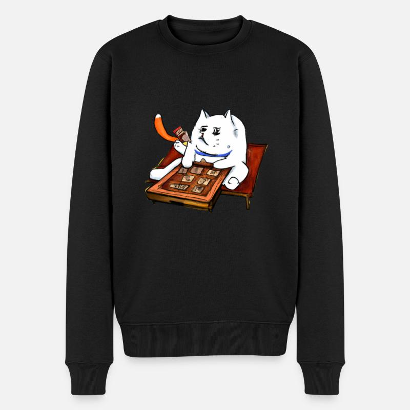 Cats Playing Mahjong - Männer Premium Bio Pullover - Schwarz