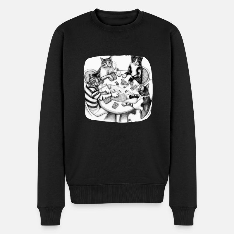Cats Playing Cards - Männer Premium Bio Pullover - Schwarz