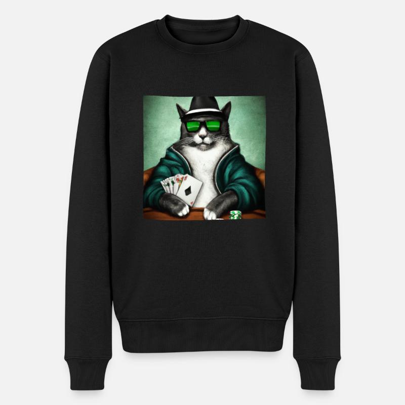 Chats Cartes à jouer - Pull Premium bio Homme - noir