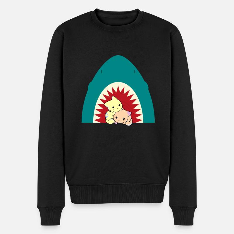 Chat mangeur de requins - Pull Premium bio Homme - noir