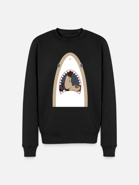 Shark Eating Cat - Men's Premium Organic Jumper - black