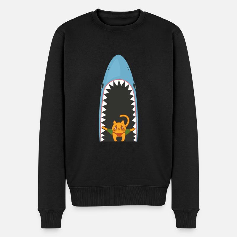Chat mangeur de requins - Pull Premium bio Homme - noir