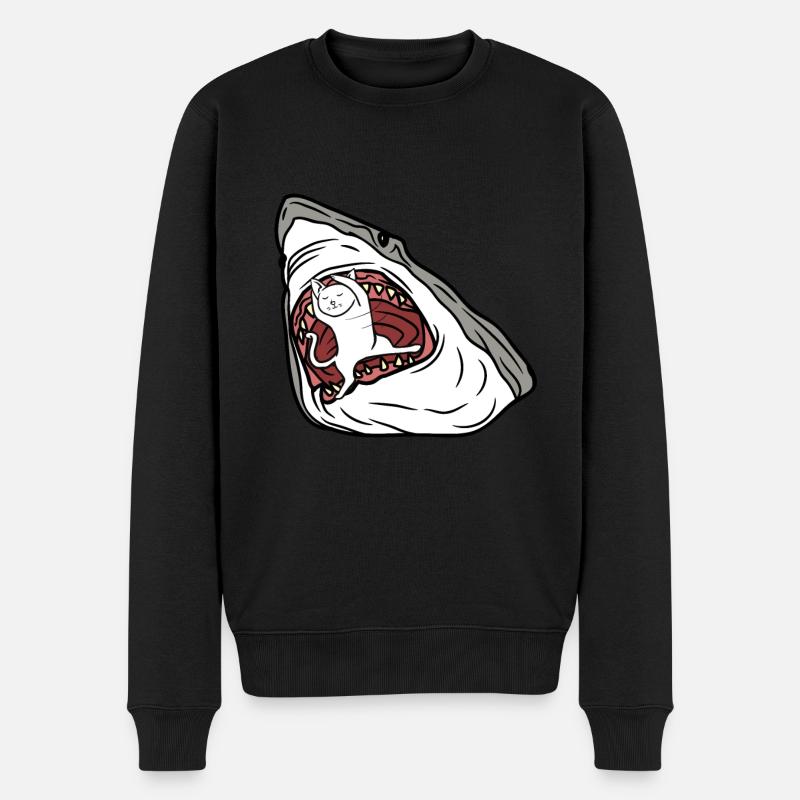 Chat mangeur de requins - Pull Premium bio Homme - noir