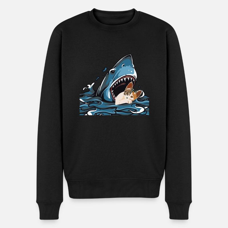 Chat mangeur de requins - Pull Premium bio Homme - noir