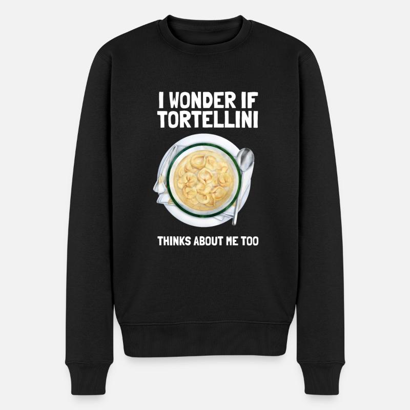 Pâtes Penne Tortellini italiennes - Pull Premium bio Homme - noir