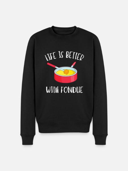 Swiss Cheese Fondue - Men's Premium Organic Jumper - black