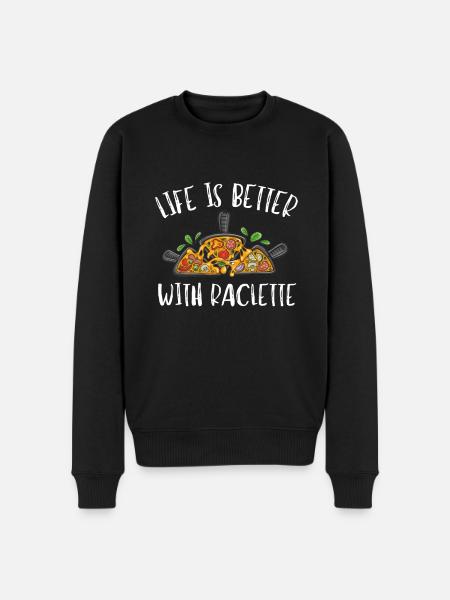 Swiss Cheese Fondue Raclette - Men's Premium Organic Jumper - black