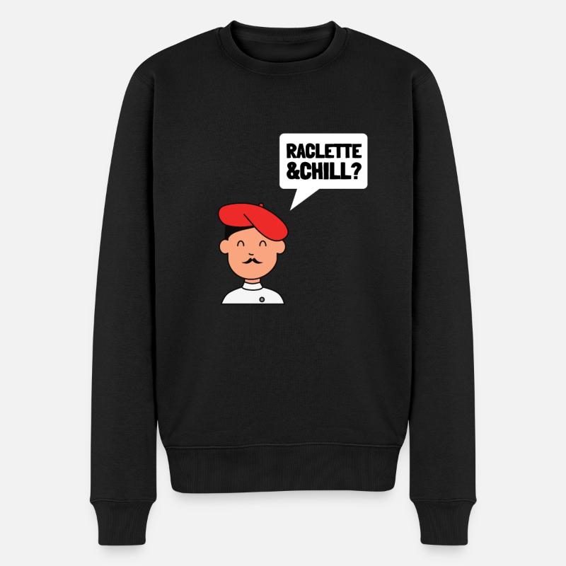 Raclette fondue au fromage suisse - Pull Premium bio Homme - noir