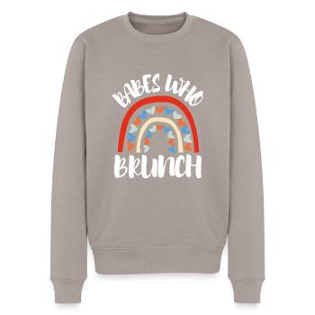 Babes Who Brunch Squat - Männer Premium Bio Pullover - Taupe - Vorne - Nico (187cm)