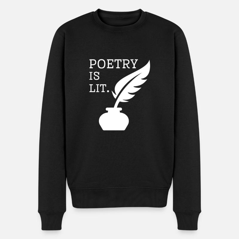 Poetry Is Lit - Männer Premium Bio Pullover - Schwarz