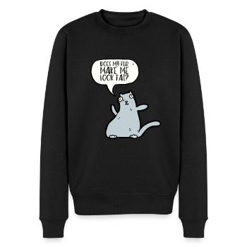 Fat Cat Obesity - Männer Premium Bio Pullover - Schwarz - Vorne - Nico (187cm)