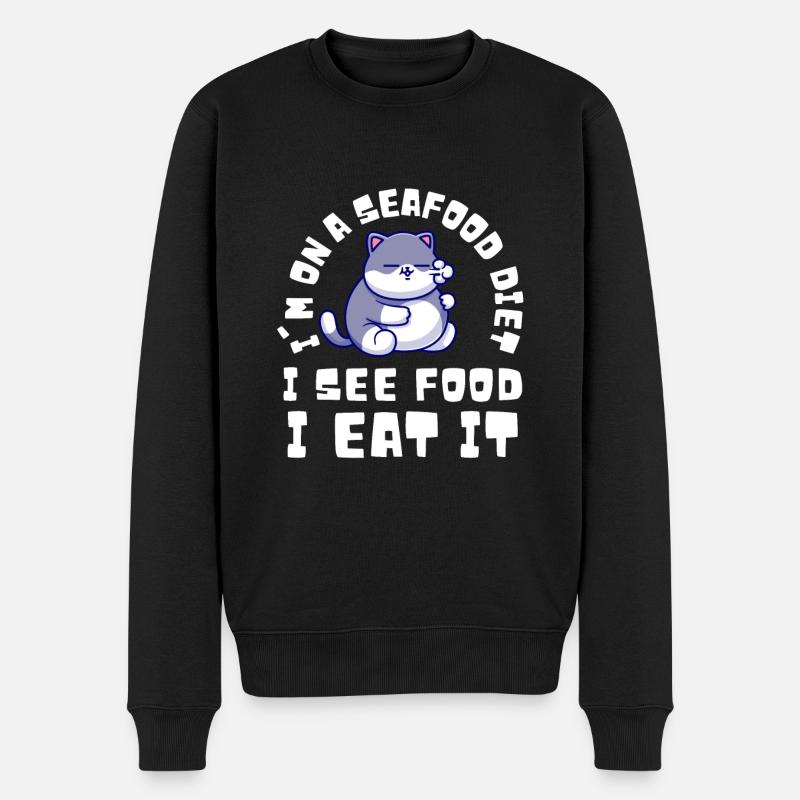 Fat Cat Obesity - Männer Premium Bio Pullover - Schwarz