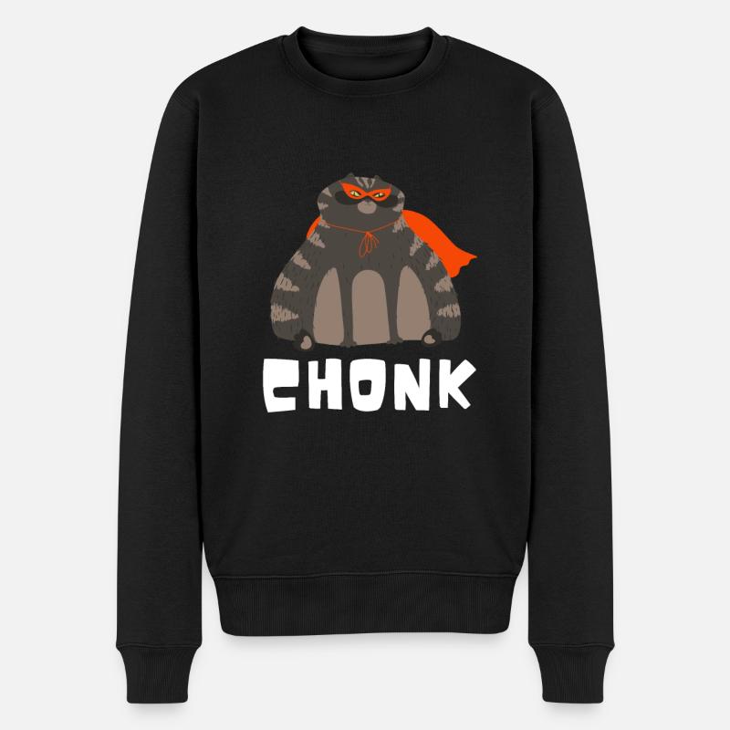Obésité du gros chat - Pull Premium bio Homme - noir