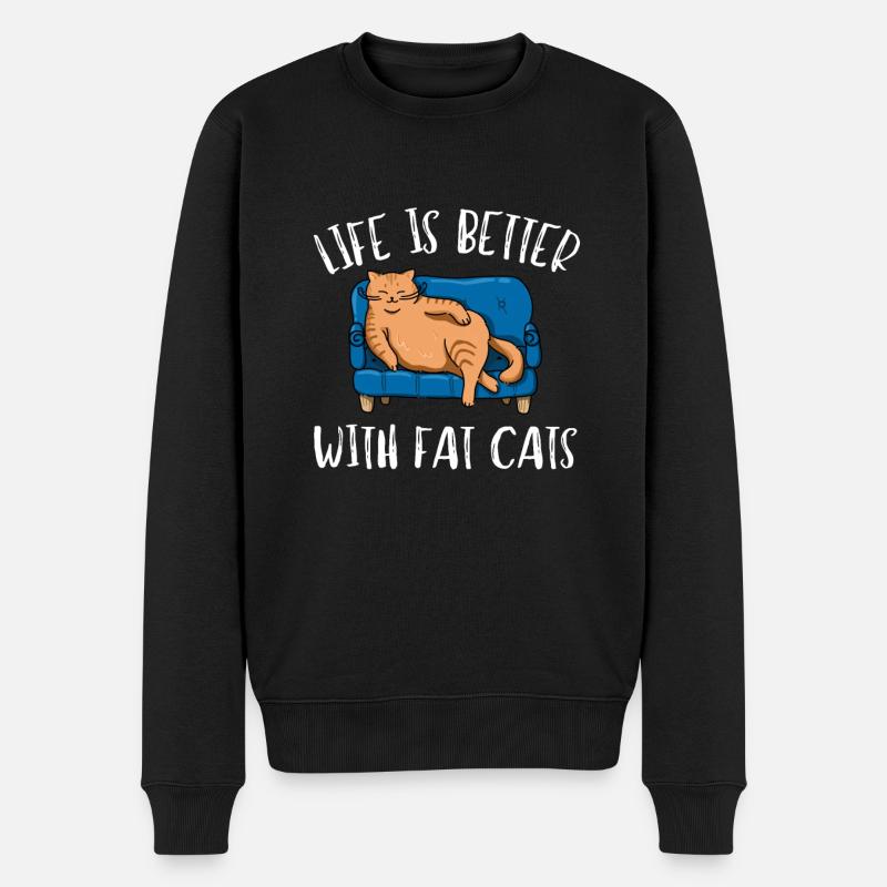 Obésité du gros chat - Pull Premium bio Homme - noir