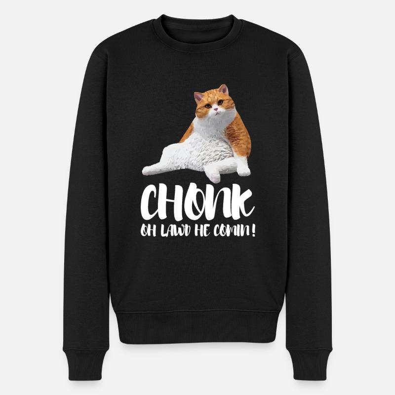 Fat Cat Obesity - Männer Premium Bio Pullover - Schwarz