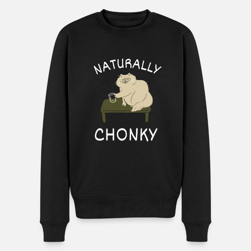Chonk Cat Obesity - Männer Premium Bio Pullover - Schwarz