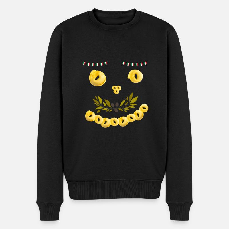 Pâtes Penne Tortellini italiennes - Pull Premium bio Homme - noir