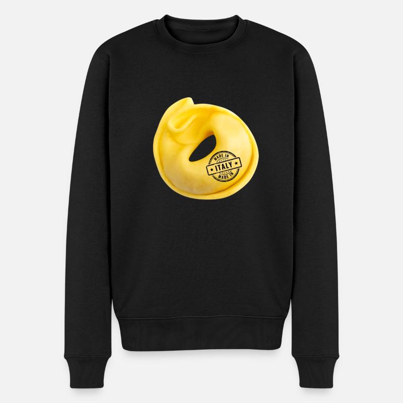 Pâtes Penne Tortellini italiennes - Pull Premium bio Homme - noir