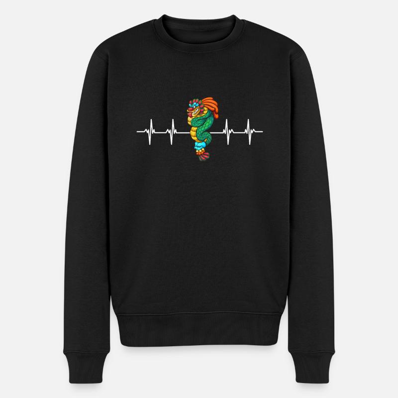 Calendrier aztèque - Quetzalcoatl - Pull Premium bio Homme - noir