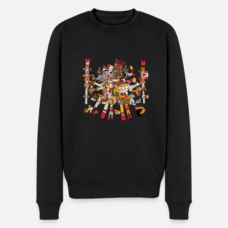 Calendrier aztèque - Quetzalcoatl - Pull Premium bio Homme - noir