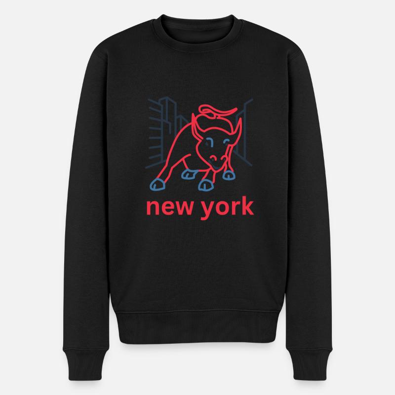 NY Stock Exchange Bull - Männer Premium Bio Pullover - Schwarz