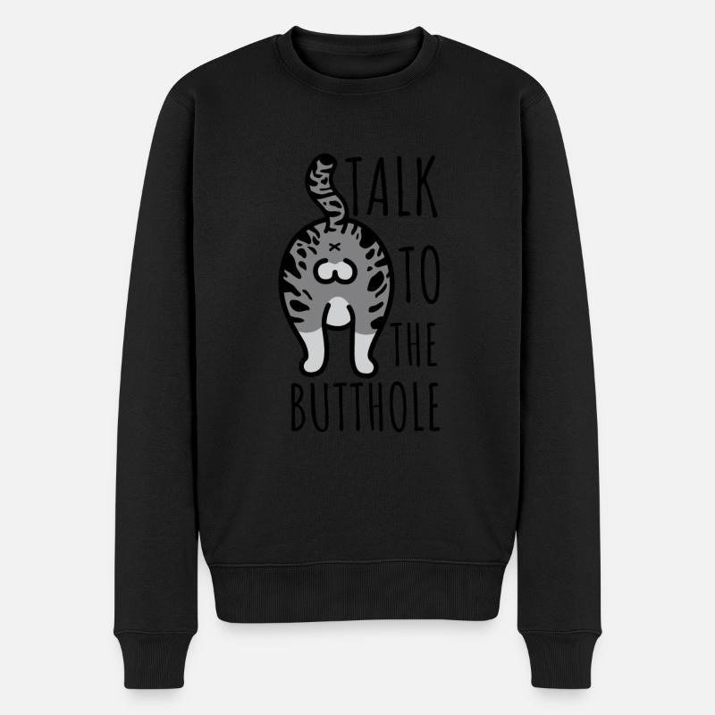 Cat Butthole - Männer Premium Bio Pullover - Schwarz