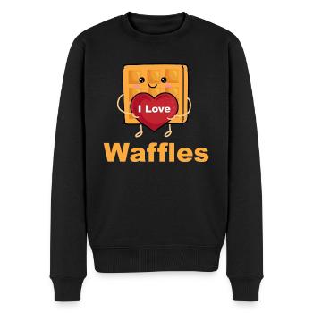 Ich liebe Waffeln - Männer Premium Bio Pullover - Schwarz - Vorne - Nico (187cm)