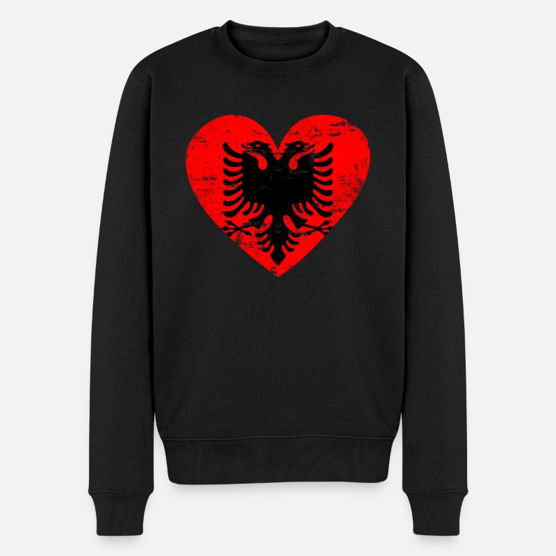 Albanie Drapeau Coeur - Pull Premium bio Homme - noir