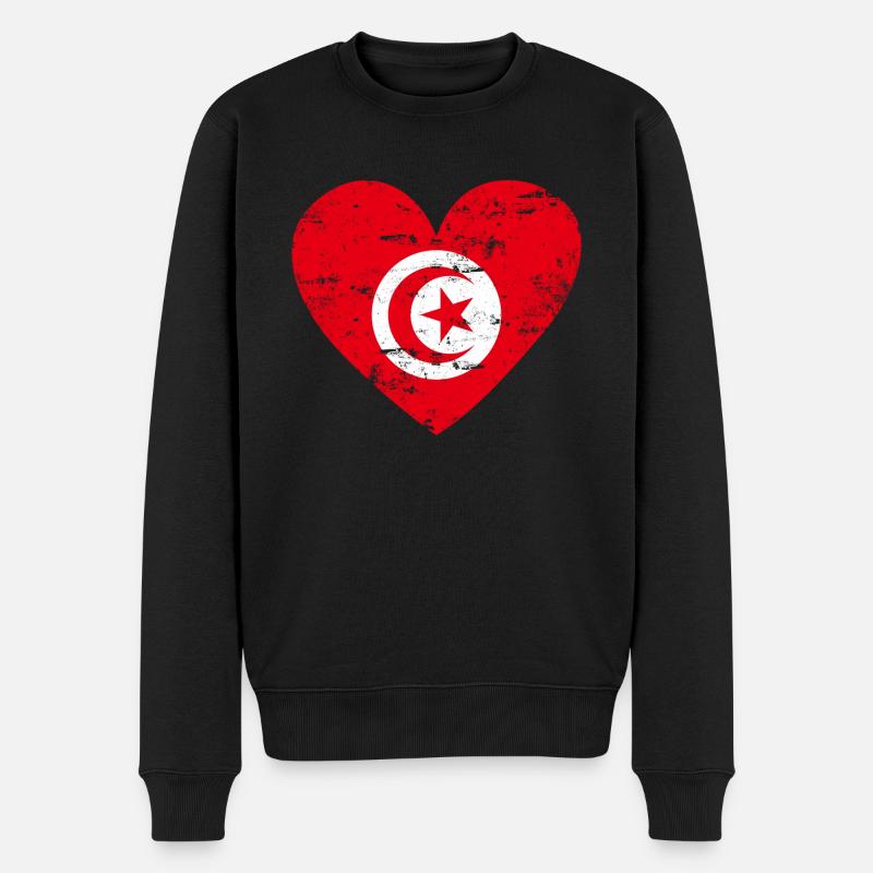 Tunisie Drapeau Coeur - Pull Premium bio Homme - noir